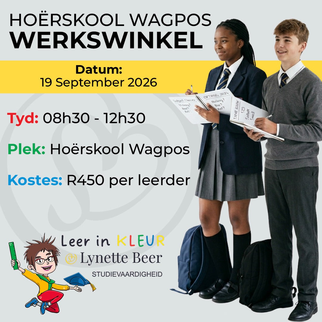 Leer in KLEUR-studiemetode-sessie vir Hoërskool Wagpos 19 September 2026